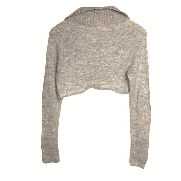 FREE PEOPLE Alpaca Blend Cropped Cardigan Beige S/P Button Front Cozy Boho Knit - Picture 3 of 4